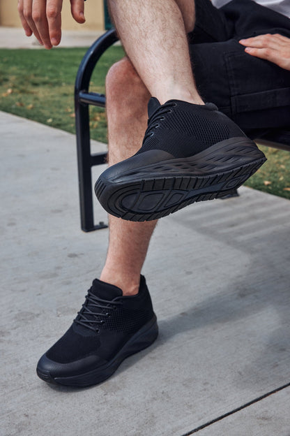 CALTO - X2690 - 2.8 Inches Taller (Black/Black Sole) - Lightweight Sporty Sneakers