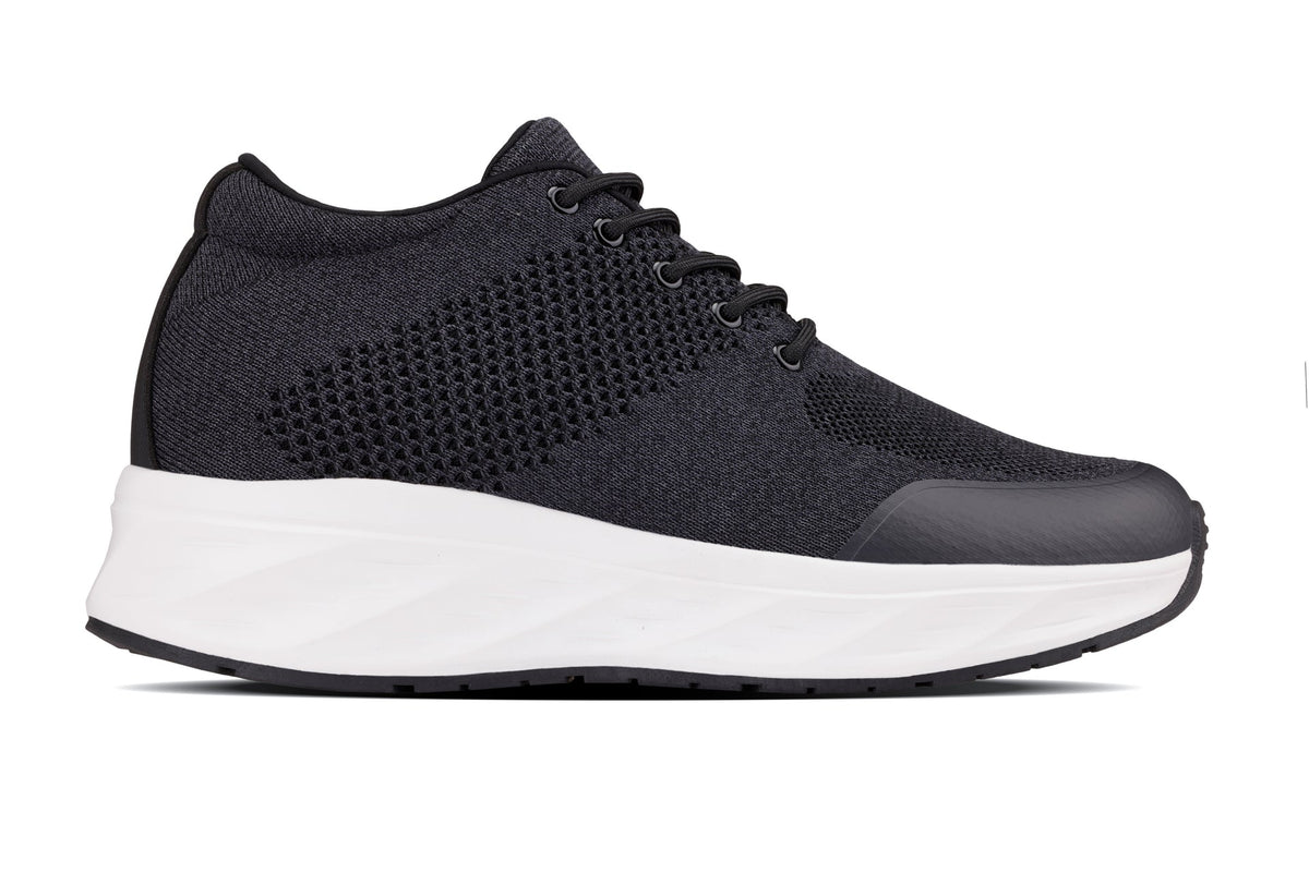CALTO - X2692 - 2.8 Inches Taller (Charcoal/White Sole) - Lightweight Sporty Sneakers