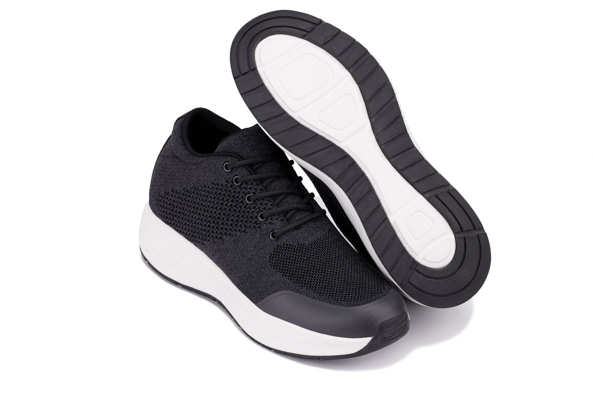 CALTO - X2692 - 2.8 Inches Taller (Charcoal/White Sole) - Lightweight Sporty Sneakers
