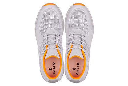 CALTO - X2694 - 2.8 Inches Taller (Light Grey/Orange) - Lightweight Sporty Sneakers