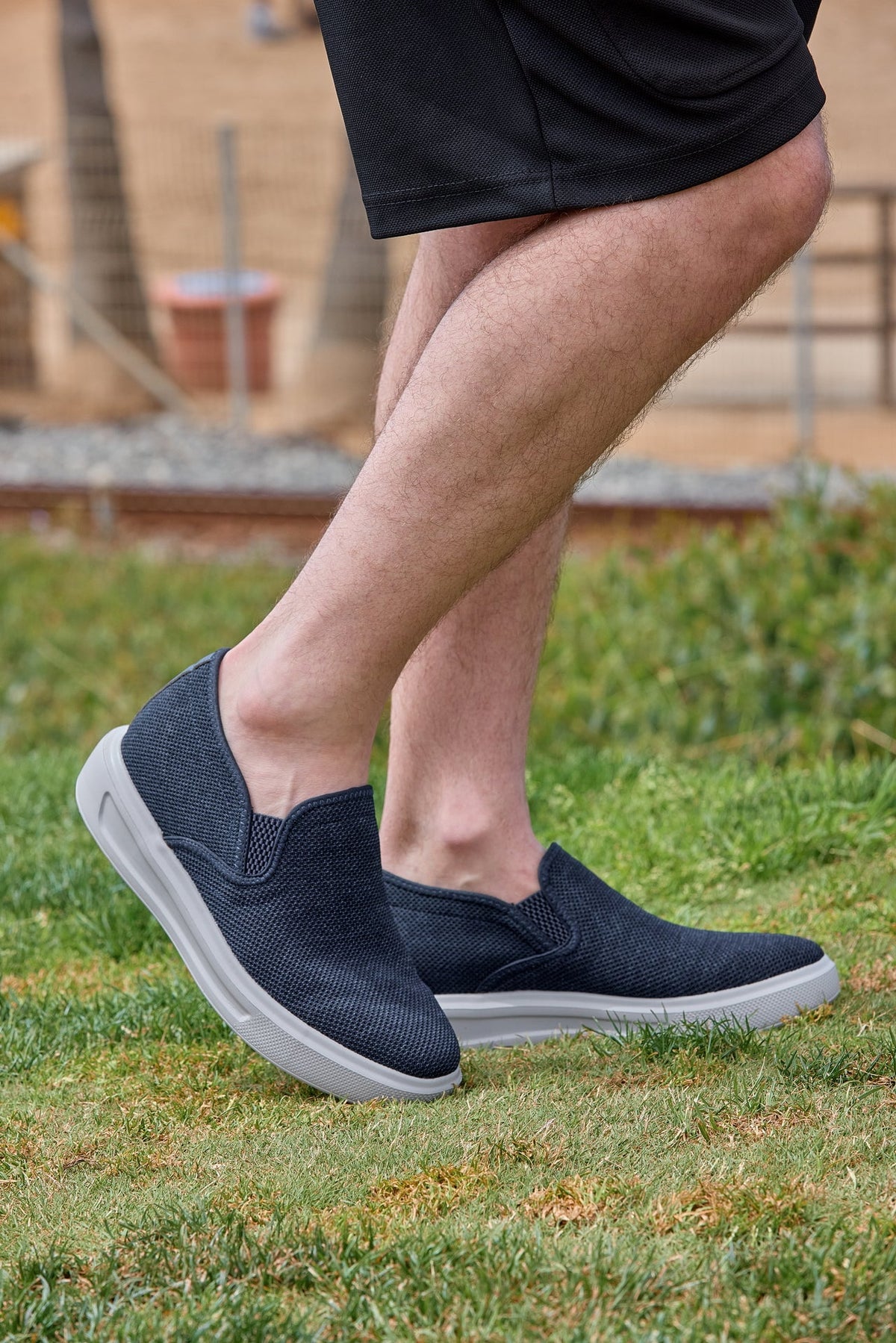 CALTO - X2781 - 2.8 Inches Taller (Navy/Grey Sole) - Lightweight Sneaker Loafers