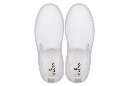 CALTO - X2782 - 2.8 Inches Taller (Super Light Grey/Grey Sole) - Lightweight Sneaker Loafers