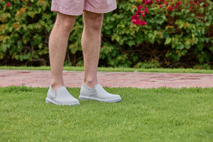 CALTO - X2782 - 2.8 Inches Taller (Super Light Grey/Grey Sole) - Lightweight Sneaker Loafers
