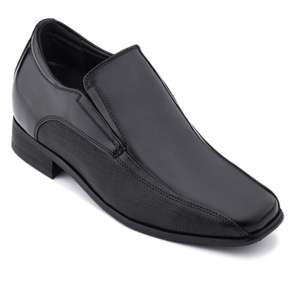CALTO - Y3023 - 3 Inches Taller (Black) - Slip-On Leather Dress Shoes