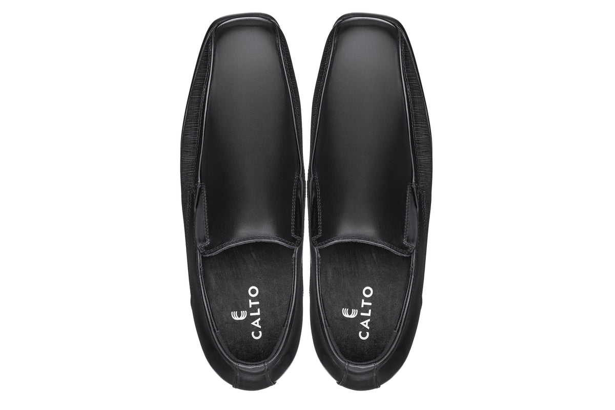 CALTO - Y3023 - 3 Inches Taller (Black) - Slip-On Leather Dress Shoes