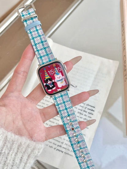 Christmas-themed Wool And Leather Watch Strap Suitable For