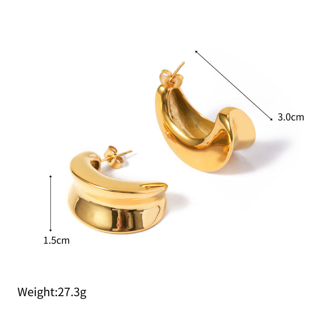 18k gold crescent-shaped design trendy and personalized earrings