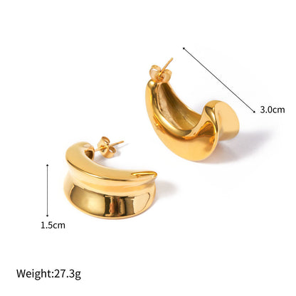 18k gold crescent-shaped design trendy and personalized earrings