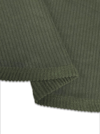 Plus Size Casual Corduroy Button-Down Hooded Jacket