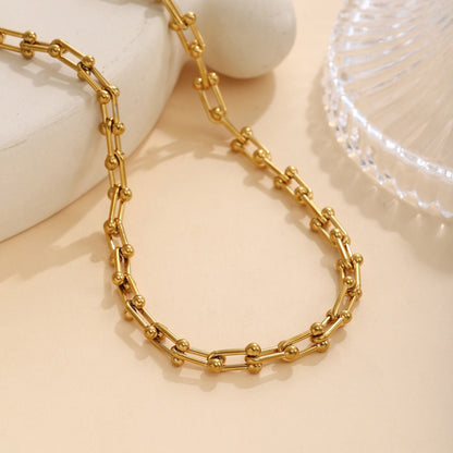 18k gold U-shaped horseshoe clasp bracelet necklace