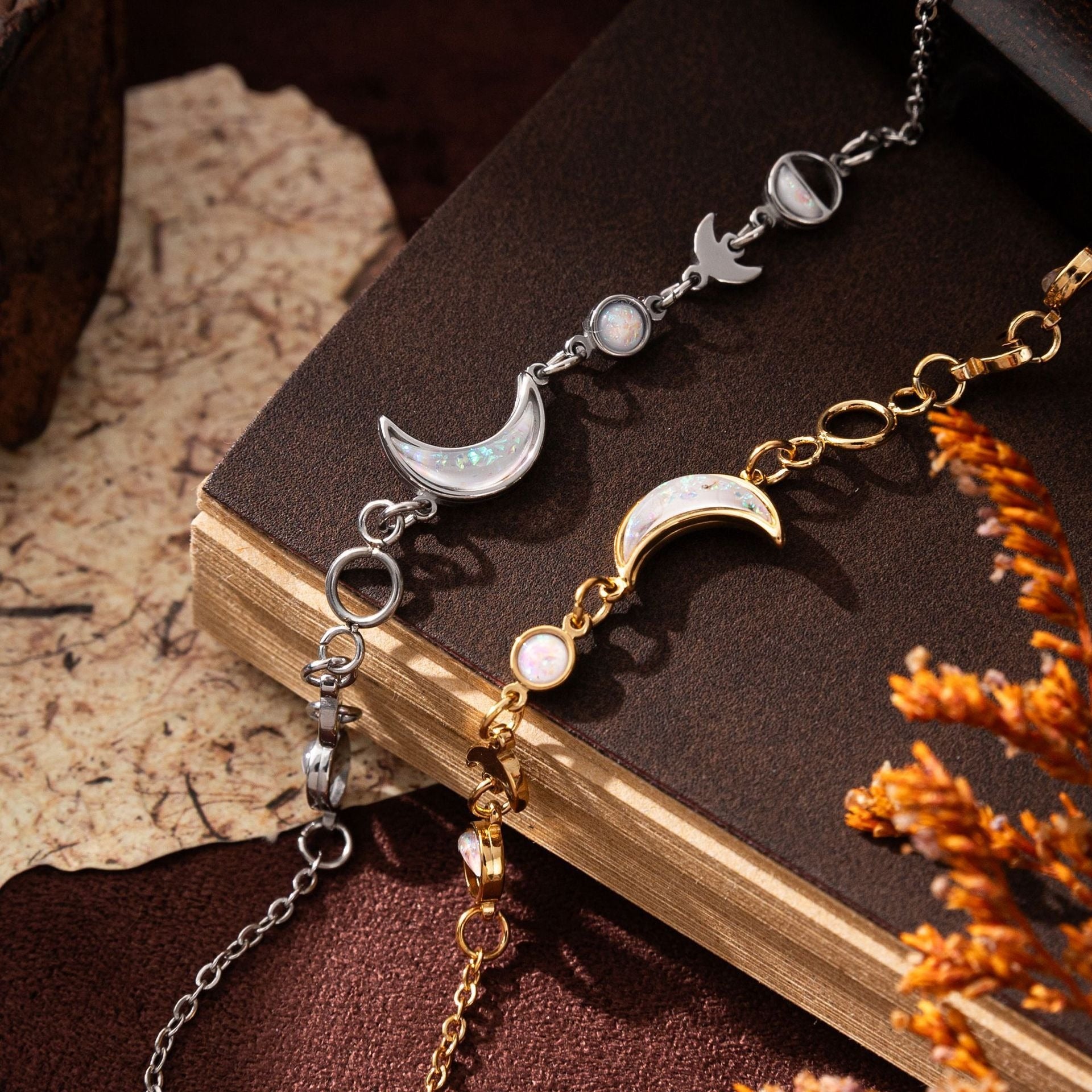 18k gold moon crescent gold-plated silver bracelet