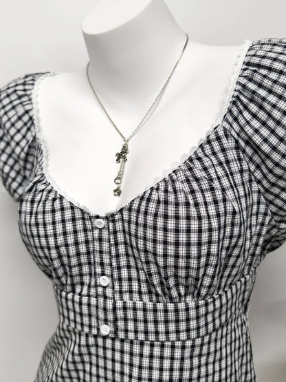 Plaid Short Sleeve Blouse