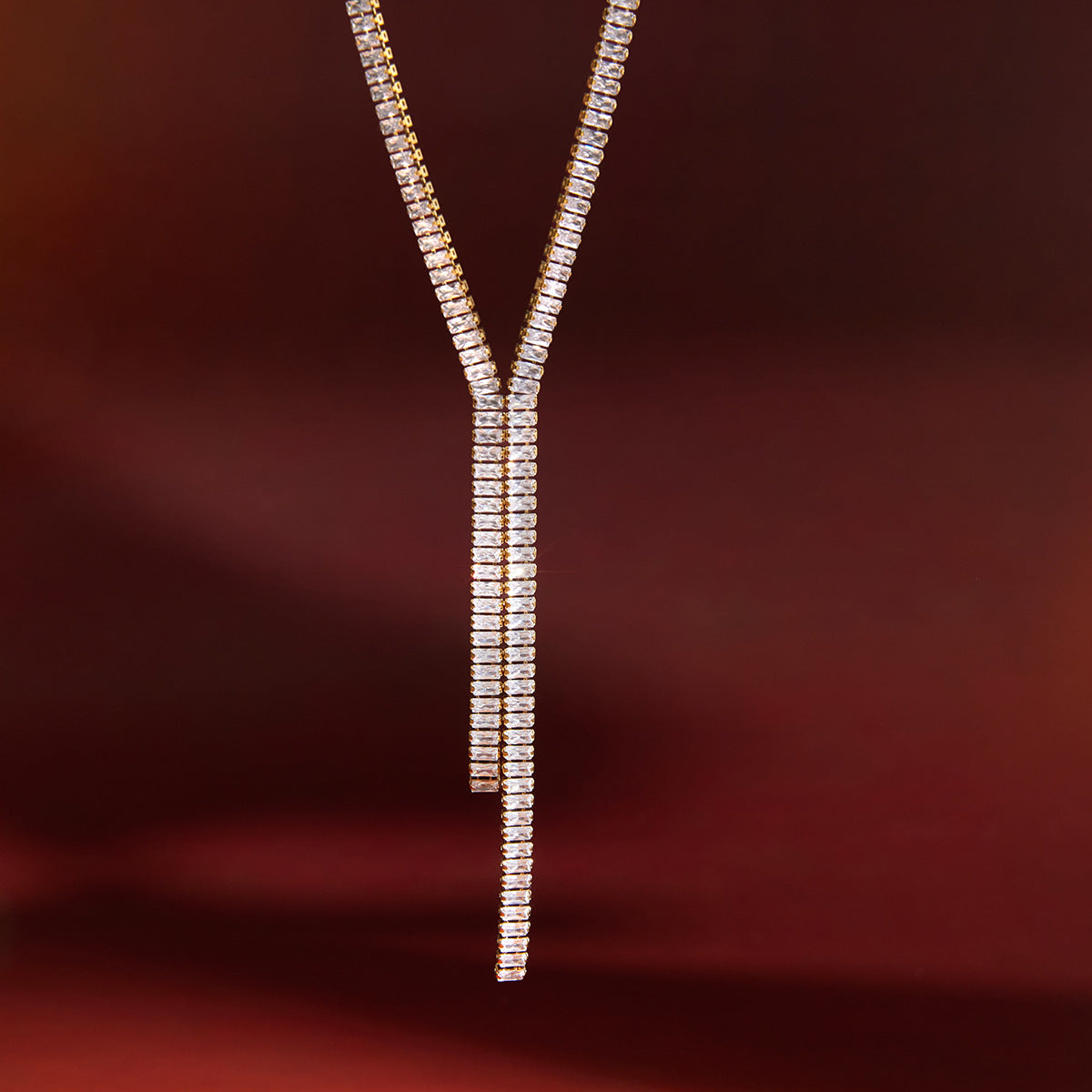 Stainless Steel Zircon Y Necklace