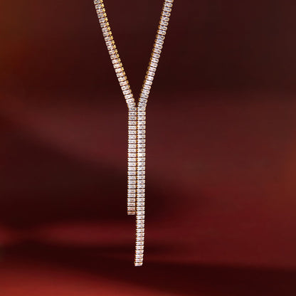 Stainless Steel Zircon Y Necklace