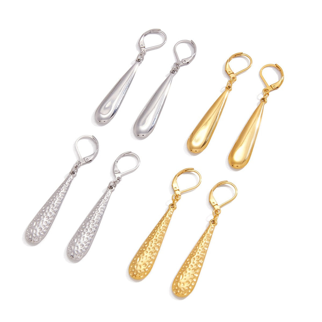 18K gold teardrop metal earrings
