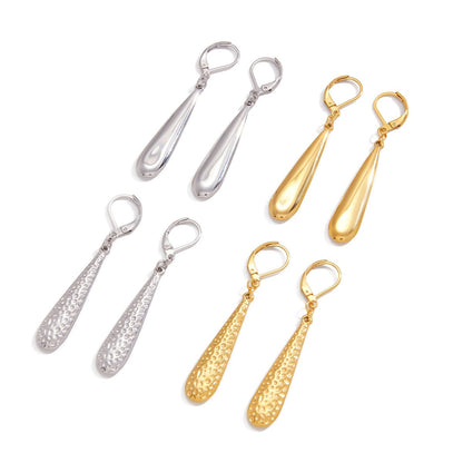 18K gold teardrop metal earrings