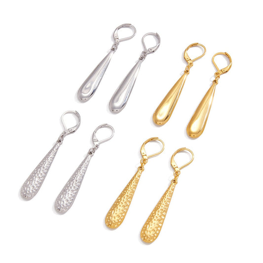 18K gold teardrop metal earrings