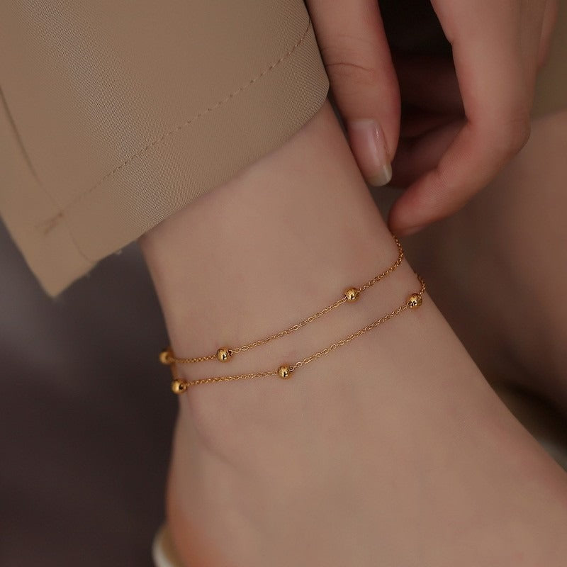18K gold double-layer titanium steel anklet