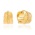 18K gold leaf-patterned stud earrings with white diamonds
