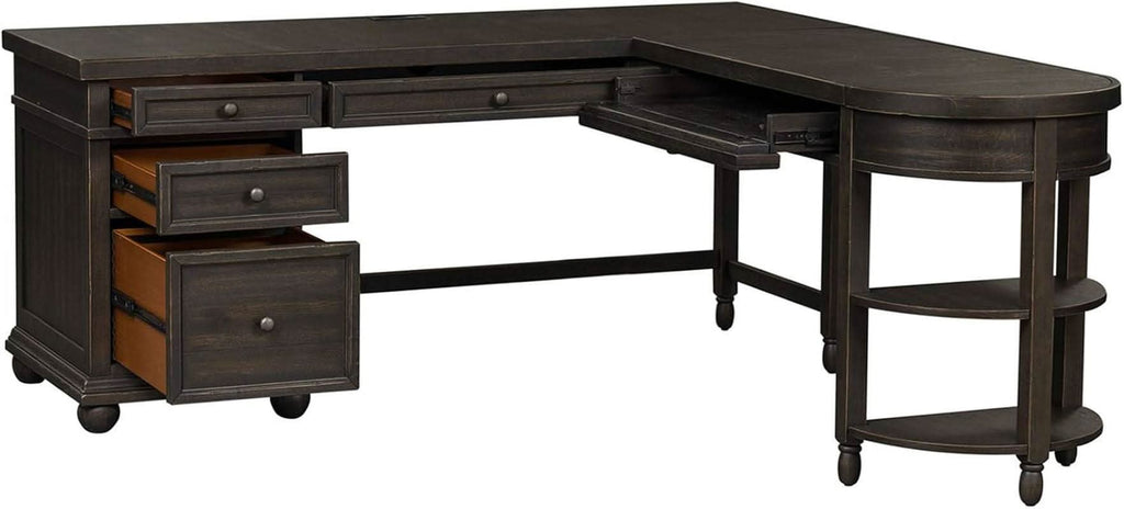 Contemporary L Shaped Desk USB Charging Drawer