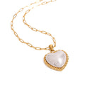 18K gold heart with texture inlaid pearl design exquisite and noble necklace