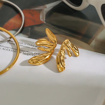 18K gold geometric wings design trendy personality earrings
