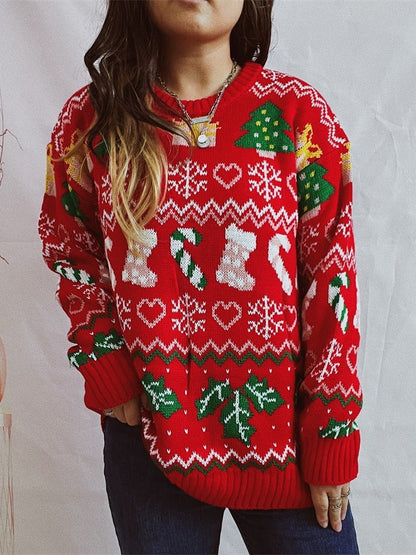 Women’s Stylish Loose Round Neck Long-Sleeved Sweater