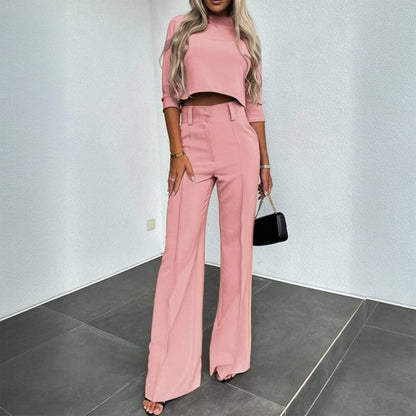 Women's Elegant Solid Color Half Sleeve Short Top