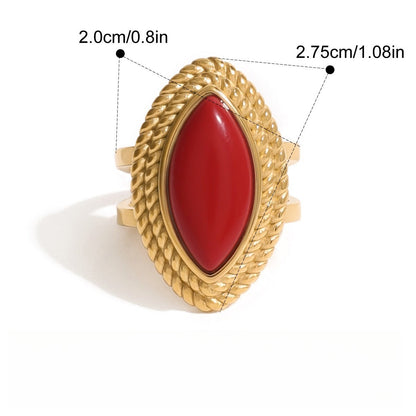 18K Gold Red Agate Ring