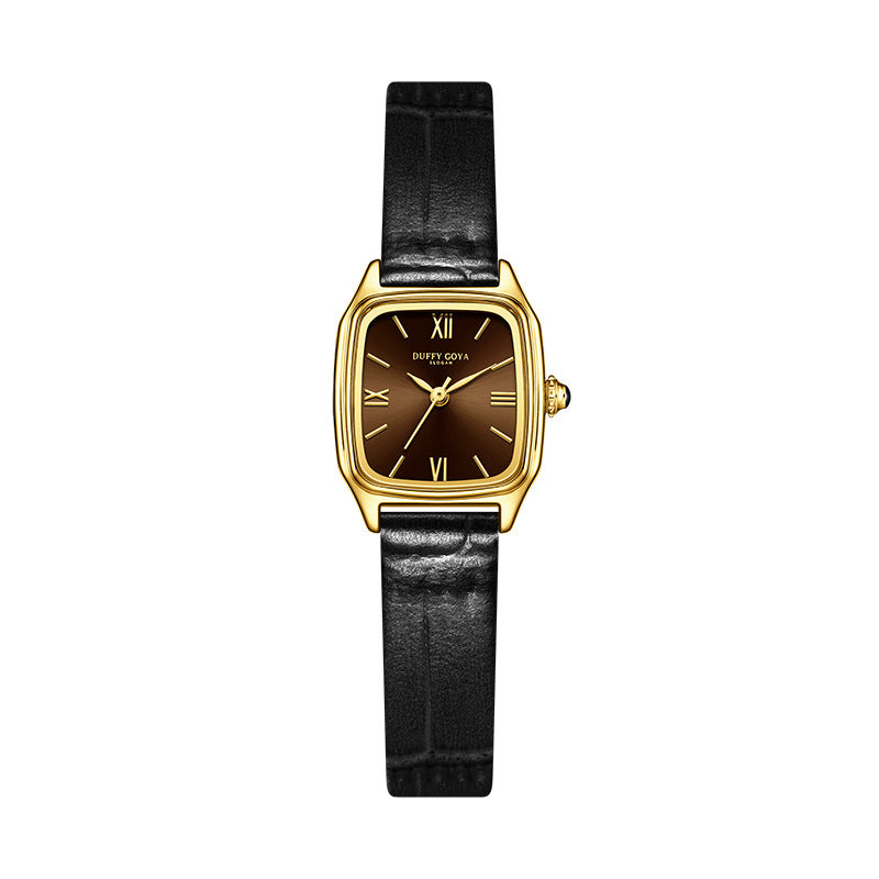Genuine Leather Womens Watch Retro Square Dial Waterproof And Subtly Luxurious