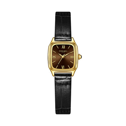 Genuine Leather Womens Watch Retro Square Dial Waterproof And Subtly Luxurious