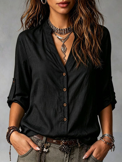 Women's Casual Long-Sleeve Button-Down Shirt