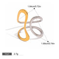 18K gold geometric lines with gold and silver color matching design simple and elegant ring