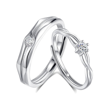 S925 sterling silver couple engagement ring