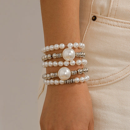 18k gold bow pearl beaded bracelet