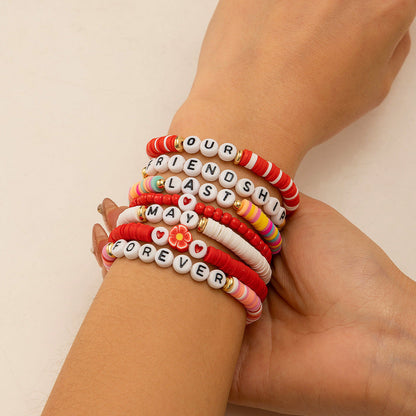 Strawberry polymer clay beaded bracelet
