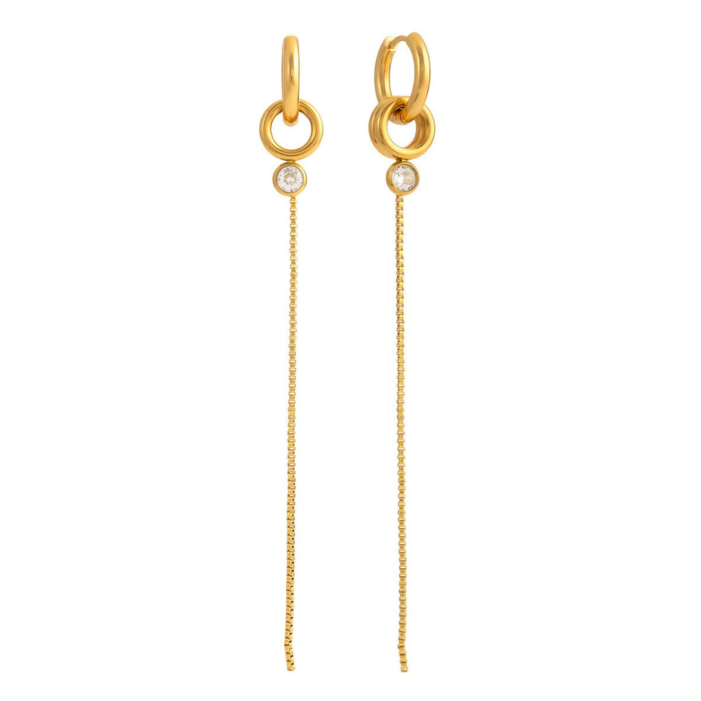 18K gold lightweight luxury tassel earrings with cubic zirconia.