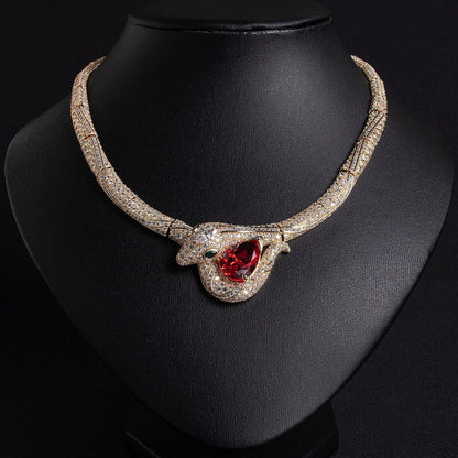 18K Gold "Petite Luxury" Snake-and-Bamboo-Knot Zircon Necklace