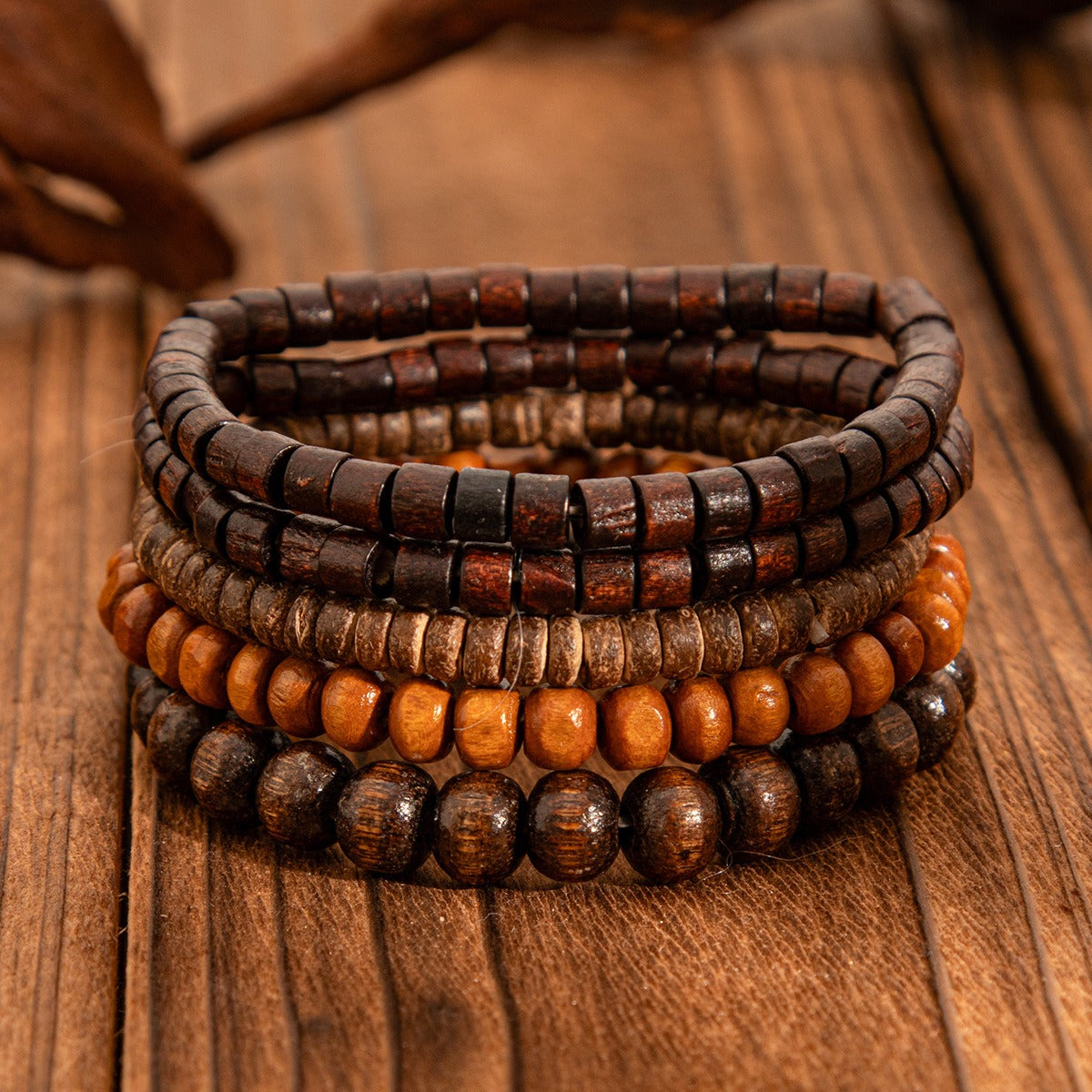 Retro ethnic style bull head turquoise beaded elastic bracelet