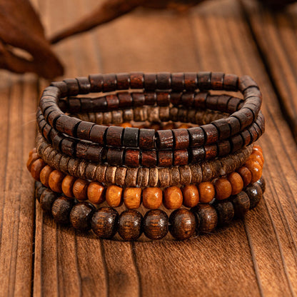 Retro ethnic style bull head turquoise beaded elastic bracelet