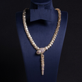 18K Solid Gold Micro-Pavé Diamond Snake Necklace