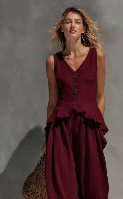 Women's Sleeveless Top & Wide-Leg Pants Two-Piece Set