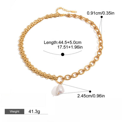 18k gold stainless steel pearl bracelet