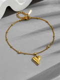 Zircon Heart Trendy Forest Style Peach Heart Anklet