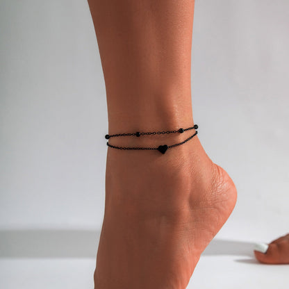 Light luxury fashion imitation pearl heart anklet