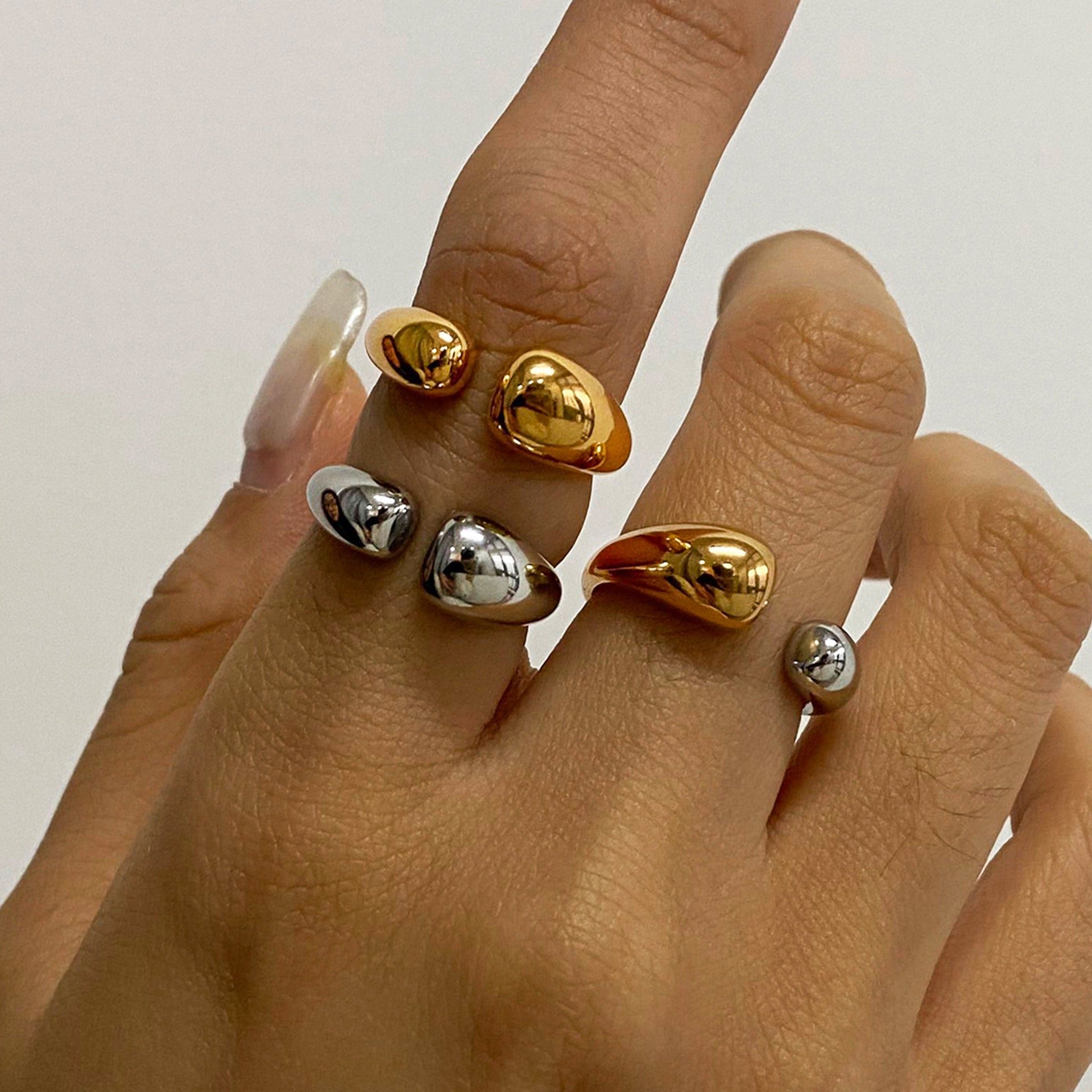 18K gold geometric design simple personality ring
