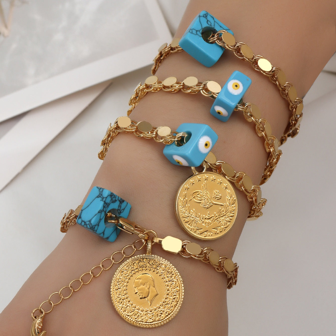 Bohemian Evil Eye Coin Bracelet