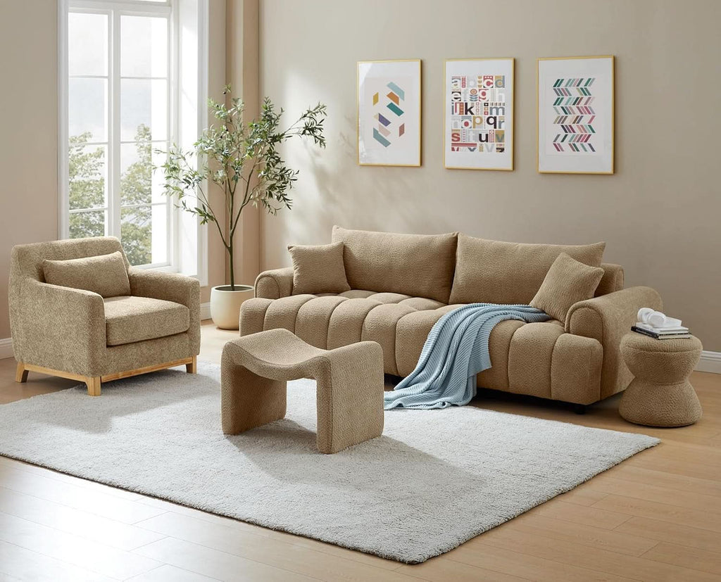 Large White Ottoman Footstool Multifunctional Living Room