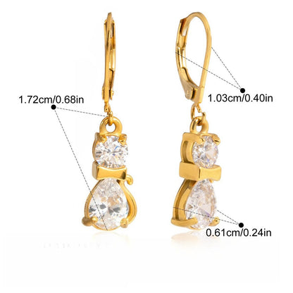 18K gold plated, lightweight and luxurious cat-shaped earrings with zircon stones.