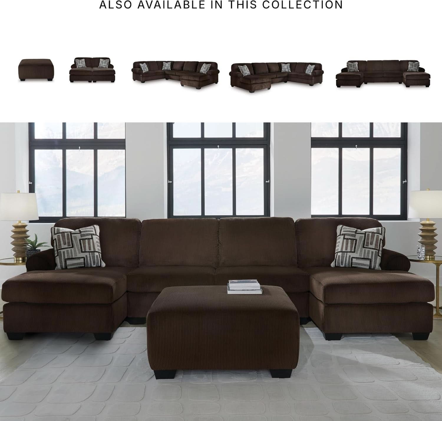 Ottoman Dark Brown Textured Stripe Statement Piece